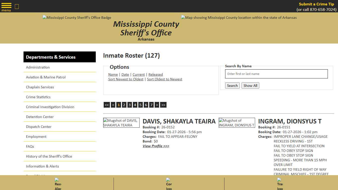 Inmate Roster - Current Inmates Booking Date Descending - Mississippi County AR Sheriff